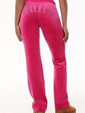 NWT Juicy Couture Pink Velour Rhinestone Embellished Pants Y2K Flare Size XL